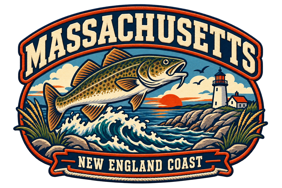 Massachusetts heritage badge embroidery artwork
