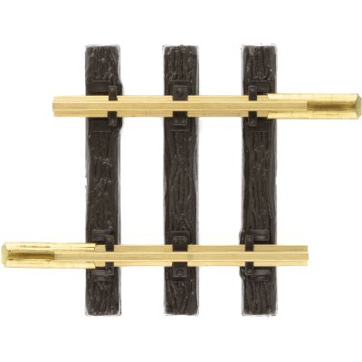Top view of one LGB 10080 82 mm straight track section with three dark ties.