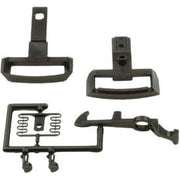 LGB 64707 replacement coupler set showing the mounting loops, hook and plastic spring parts.
