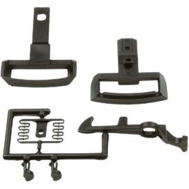 LGB 64707 replacement coupler set showing the mounting loops, hook and plastic spring parts.