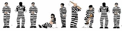 Model Power N Scale Prisoners in Black and White Stripes, 9-Pack – MDP1376– product image
