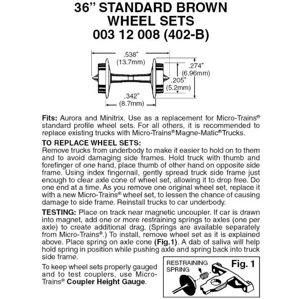 Micro-Trains 003 12 008 N scale 36-inch plastic wheelsets, 48 axles