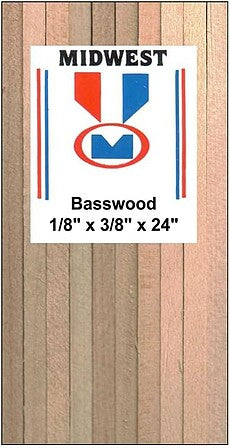 Midwest Products 4048 basswood strip package, 1/8 × 3/8 × 24 inches