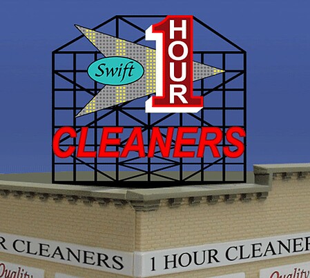 Miller Engineering HO/N Scale One Hour Cleaners Billboard – 441702