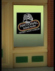 Miller Engineering National Bohemian Window Sign – HO/O Scale – 8845