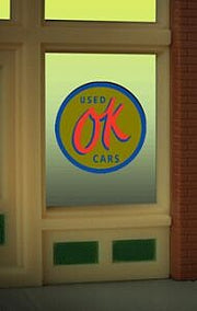 Miller Engineering 9065 HO/O OK Used Cars Window Sign– product image 1
