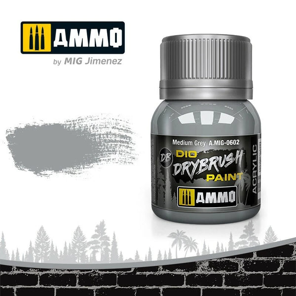 AMMO by Mig Jimenez A.MIG-0602 DIO Drybrush Medium Grey 40ml