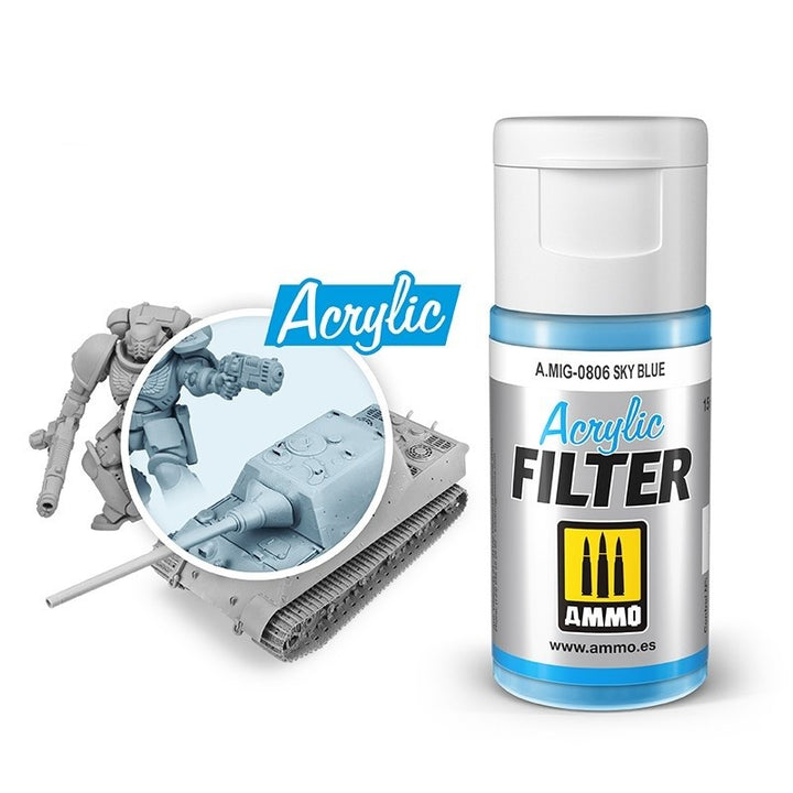 AMMO by Mig A.MIG-0806 Acrylic Filter Sky Blue 15mL