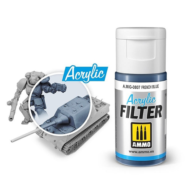 AMMO by Mig A.MIG-0807 Acrylic Filter French Blue 15mL