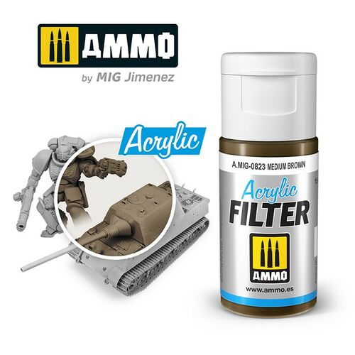 AMMO by Mig Jimenez A.MIG-0823 Acrylic Filter Medium Brown 15 ml– product image