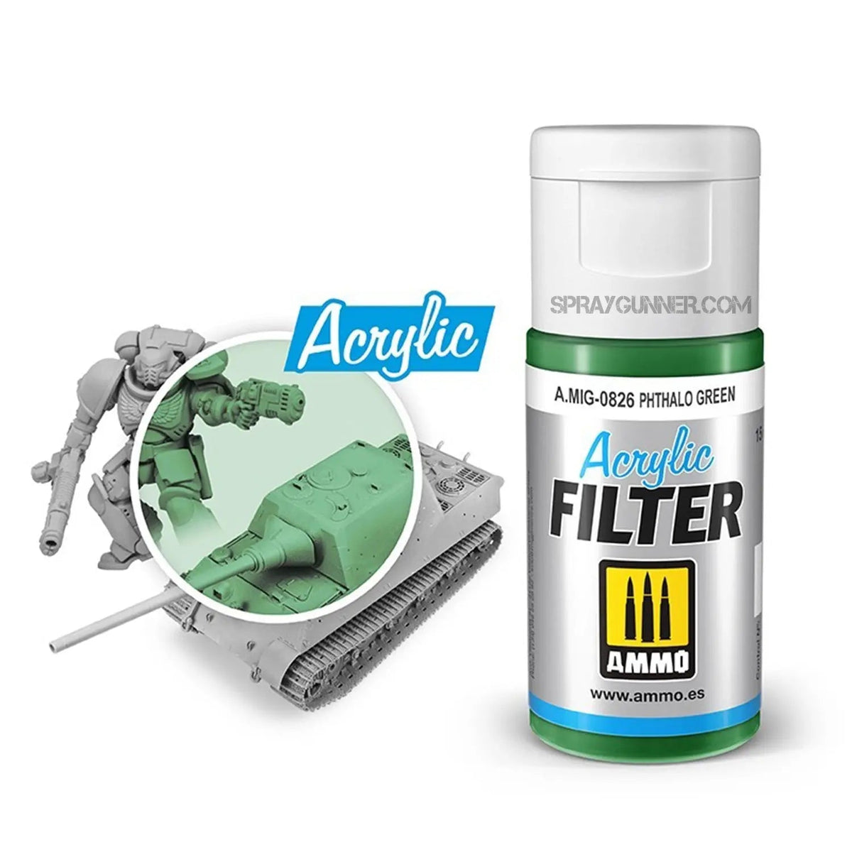 AMMO Phthalo Green Acrylic Filter – 15ml – A.MIG-0826– product image