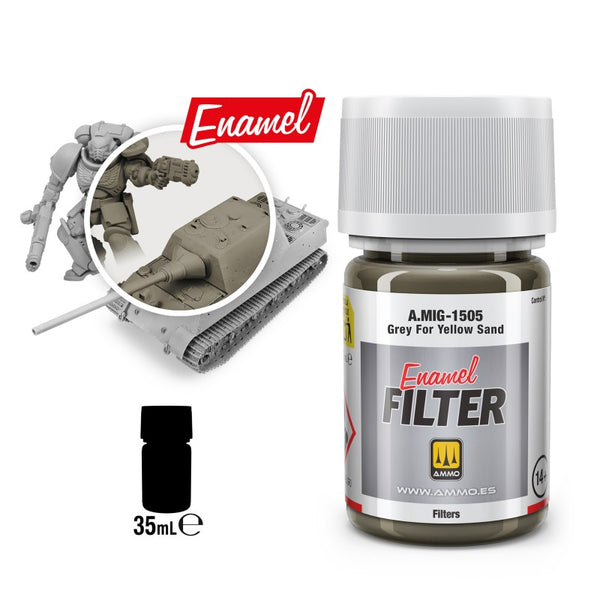 AMMO by Mig Jimenez A.MIG-1505 Grey for Yellow Sand filter 35 ml