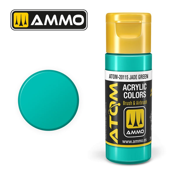 AMMO ATOM 20115 Jade Green acrylic paint bottle and color swatch