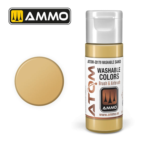 AMMO ATOM-20179 Washable Sand — manufacturer bottle and color sample