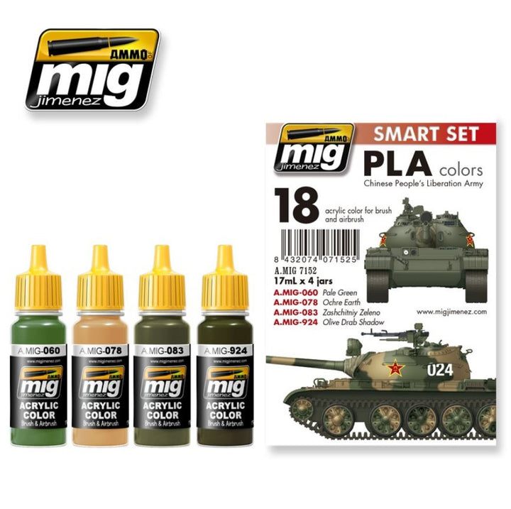 AMMO A.MIG-7152 PLA Chinese Army paint set with four 17 ml bottles