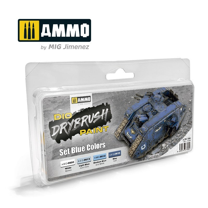 AMMO Dio Drybrush Blue Colors A.MIG-7303 paint set packaging