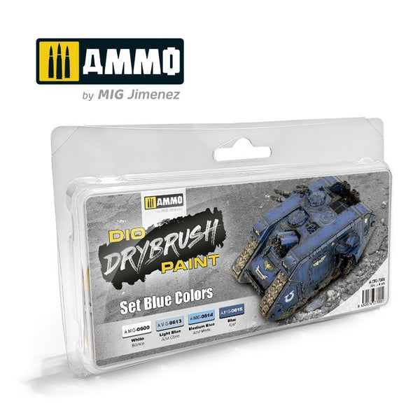 AMMO Dio Drybrush Blue Colors A.MIG-7303 paint set packaging