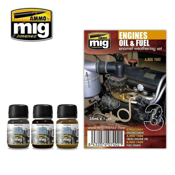 AMMO by Mig Jimenez A.MIG-7402 Engines Oil and Fuel Weathering Set