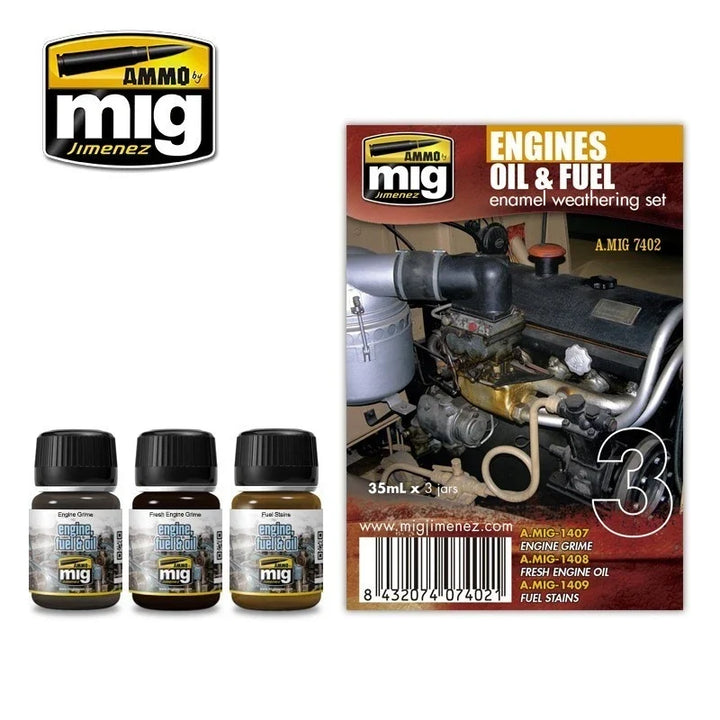 AMMO by Mig Jimenez A.MIG-7402 Engines Oil and Fuel Weathering Set