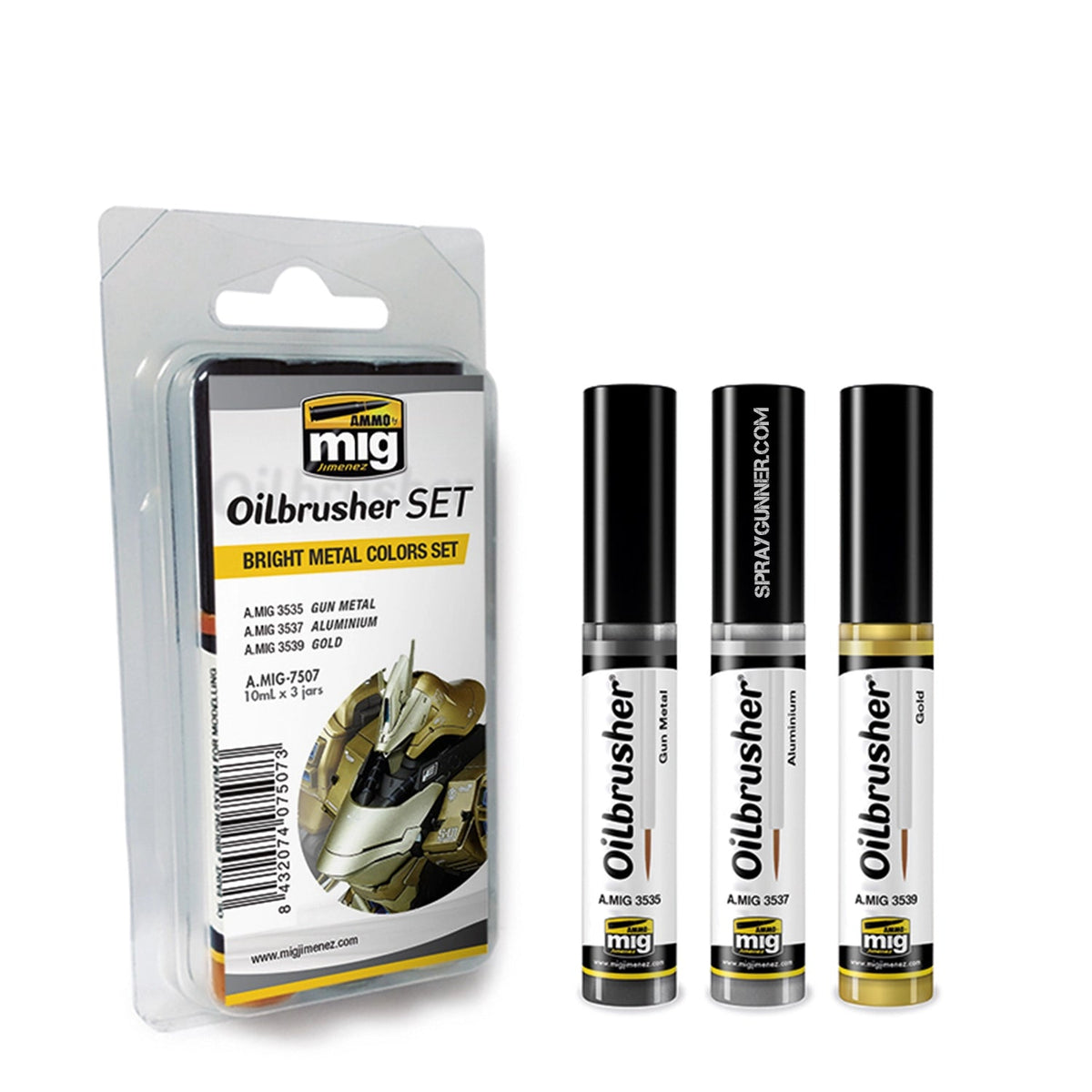 AMMO by Mig Jimenez BRIGHT METAL OILBRUSH SET – MIG7507– product image