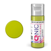 AMMO IONIC 0137 Light Olive Green 20 ml acrylic paint bottle and color swatch