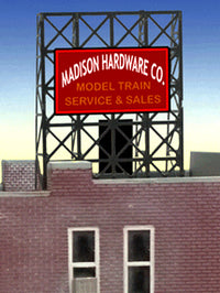 Miller Engineering N/Z Scale Madison Hardware animated rooftop billboard 338920