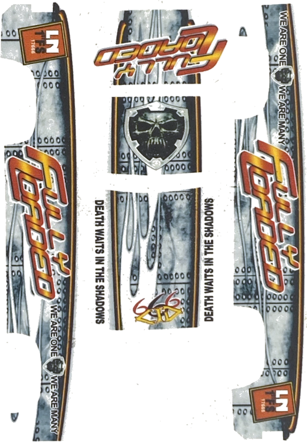 Actual five-piece Fully Loaded artwork from the decal-only PDF. No placement labels or instructions; casting fit unverified.
