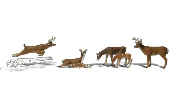 Woodland Scenics A1884 Deer HO scale figures, manufacturer product image
