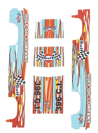 Actual five-piece Gulf Flames artwork from the decal-only PDF. No instructions or calibration marks.
