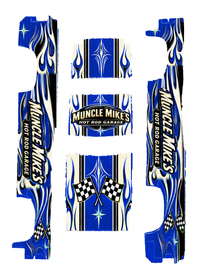 Actual five-piece Hot Rod Garage Blue decal artwork, same Silverado template