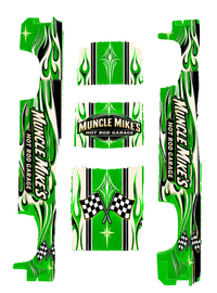 Actual five-piece Hot Rod Garage Green decal artwork, same Silverado template
