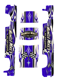 Actual five-piece Hot Rod Garage Indigo decal artwork, same Silverado template