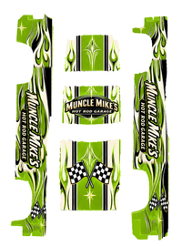 Actual five-piece Hot Rod Garage Lime decal artwork, same Silverado template