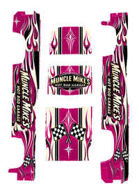 Actual five-piece Hot Rod Garage Magenta decal artwork, same Silverado template