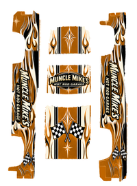Actual five-piece Hot Rod Garage Orange decal artwork, same Silverado template