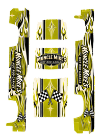 Actual five-piece Hot Rod Garage Yellow decal artwork, same Silverado template