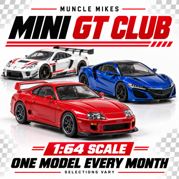 MINI GT club representative artwork; selections vary