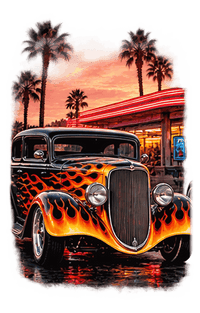 Neon Diner Flame Coupe artwork close-up