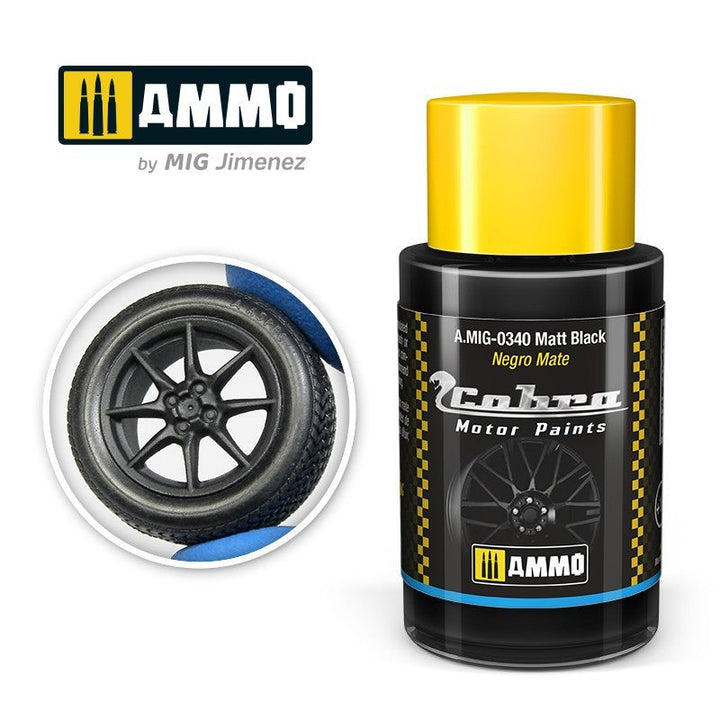 AMMO A.MIG-0340 Cobra Motor Matt Black 30 mL manufacturer product graphic