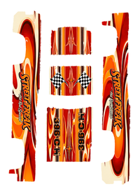 Street Freak Classic Fire — red, orange and yellow five-piece '83 Silverado decal artwork preview matching the selected PDF. Original outlines, lettering and flags preserved.