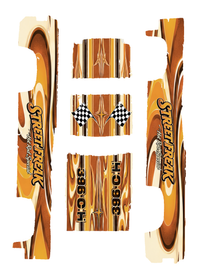 Street Freak Copper & Gold — five-piece '83 Silverado decal artwork preview matching the selected PDF. Printed copper and gold colors, not metallic ink or foil; unchanged original panel geometry.
