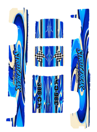 Street Freak Electric Blue — five-piece '83 Silverado decal artwork preview matching the selected PDF. Color-only edition with unchanged lettering, outlines, wheel openings and spacing.