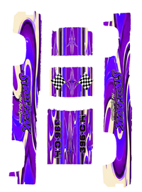 Street Freak Purple Reign — five-piece '83 Silverado decal artwork preview matching the selected PDF. Original lettering, neutral details, flags and all panel boundaries preserved.