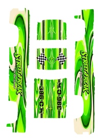 Street Freak Toxic Green — five-piece '83 Silverado decal artwork preview matching the selected PDF. Color-only edition with unchanged lettering, outlines, wheel openings and spacing.