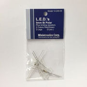 Miniatronics 12-240-05 red/green 5 mm bipolar two-leg LEDs, five-piece retail pack with resistors.