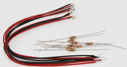 Miniatronics 12-625-04 2 by 3 mm white surface-mount LEDs, four wired LEDs with resistors.