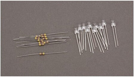 Miniatronics 12-826-10 Yeloglo white 2 mm tower LEDs, ten LEDs with resistors.