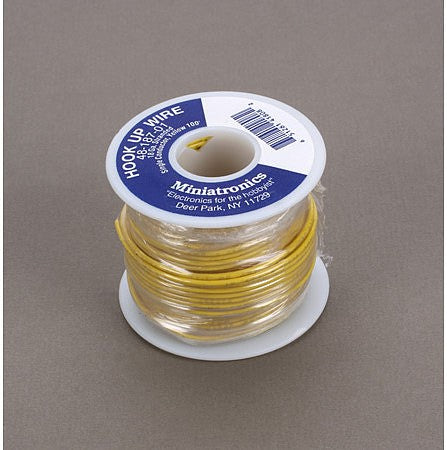 Miniatronics 48-187-01 yellow 18-gauge wire, 100-foot spool.