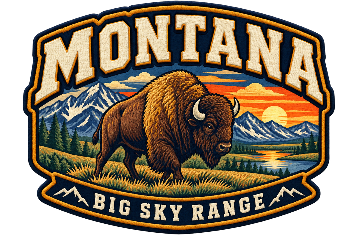 Montana heritage badge embroidery artwork