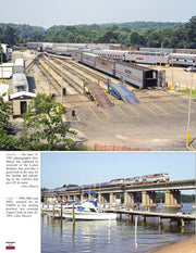Publisher preview page 90 from Auto-Train In Color, showing Lorton facilities and an Amtrak train crossing Aquia Creek